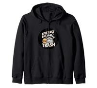 Live Fast Eat Trash Funny Raton laveur Burger Cartoon Junk Food Sweat à Capuche