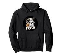 Live Fast Eat Trash Funny Raton laveur Burger Cartoon Junk Food Sweat à Capuche