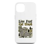 « Live Fast Eat Trash » Lowbrow Funny Trashpanda Raton Laveur Coque pour iPhone 13