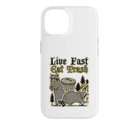 « Live Fast Eat Trash » Lowbrow Funny Trashpanda Raton Laveur Coque pour iPhone 14