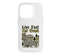 « Live Fast Eat Trash » Lowbrow Funny Trashpanda Raton Laveur Coque pour iPhone 14 Pro