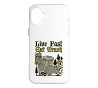 « Live Fast Eat Trash » Lowbrow Funny Trashpanda Raton Laveur Coque pour iPhone 16 Plus