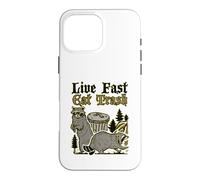 « Live Fast Eat Trash » Lowbrow Funny Trashpanda Raton Laveur Coque pour iPhone 16 Pro Max