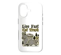 « Live Fast Eat Trash » Lowbrow Funny Trashpanda Raton Laveur Coque pour iPhone 17