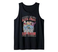 Live Fast Eat Trash Monster Trio Vintage Distressed Cartoon Débardeur