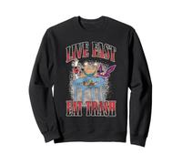 Live Fast Eat Trash Monster Trio Vintage Distressed Cartoon Sweatshirt
