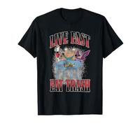 Live Fast Eat Trash Monster Trio Vintage Distressed Cartoon T-Shirt