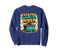 Live Fast Eat Trash Raccoon Dumpster Diving Funny Sweatshirt, Unisexe pour Adultes, Bleu Marine, L