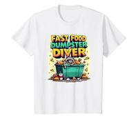 Live Fast Eat Trash Raccoon Dumpster Diving Funny T-Shirt, Enfant, Blanc, 8 Ans