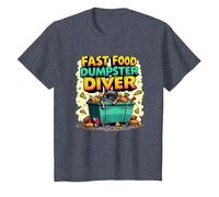 Live Fast Eat Trash Raccoon Dumpster Diving Funny T-Shirt, Enfant, Bleu Chiné, 3 Ans