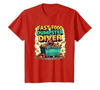 Live Fast Eat Trash Raccoon Dumpster Diving Funny T-Shirt, Enfant, Rouge, 12 Ans