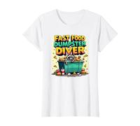 Live Fast Eat Trash Raccoon Dumpster Diving Funny T-Shirt, Femme, Blanc, M
