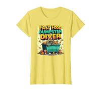 Live Fast Eat Trash Raccoon Dumpster Diving Funny T-Shirt, Femme, Citron, XS