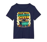 Live Fast Eat Trash Raccoon Dumpster Diving Funny T-Shirt, Femme Grandes Tailles, Bleu Marine, 3X