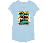 Live Fast Eat Trash Raccoon Dumpster Diving Funny T-Shirt, Fille, Bleu Céleste, L