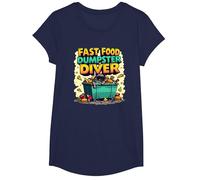 Live Fast Eat Trash Raccoon Dumpster Diving Funny T-Shirt, Fille, Bleu Marine, L