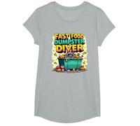Live Fast Eat Trash Raccoon Dumpster Diving Funny T-Shirt, Fille, Gris Chiné, M