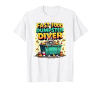 Live Fast Eat Trash Raccoon Dumpster Diving Funny T-Shirt, Homme, Blanc, 4XL