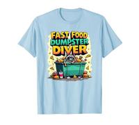 Live Fast Eat Trash Raccoon Dumpster Diving Funny T-Shirt, Homme, Bleu Céleste, 3XL