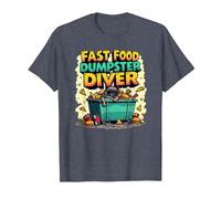 Live Fast Eat Trash Raccoon Dumpster Diving Funny T-Shirt, Homme, Bleu Chiné, L