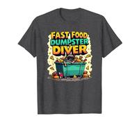 Live Fast Eat Trash Raccoon Dumpster Diving Funny T-Shirt, Homme, Chiné Foncé, XL