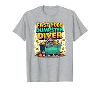 Live Fast Eat Trash Raccoon Dumpster Diving Funny T-Shirt, Homme, Gris Chiné, XL