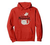 Live in The Meowment Jeu de Mots pour Amoureux des Chats Sweat à Capuche, Unisexe pour Adultes, Rouge, XL