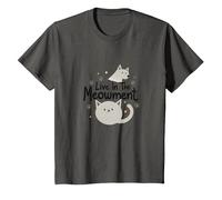 Live in The Meowment Jeu de Mots pour Amoureux des Chats T-Shirt, Enfant, Asphalte, 2 Ans