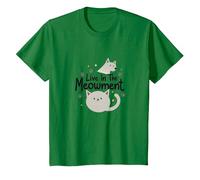 Live in The Meowment Jeu de Mots pour Amoureux des Chats T-Shirt, Enfant, Vert Kelly, 8 Ans
