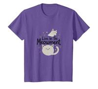 Live in The Meowment Jeu de Mots pour Amoureux des Chats T-Shirt, Enfant, Violet Chiné, 3 Ans