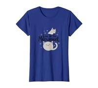 Live in The Meowment Jeu de Mots pour Amoureux des Chats T-Shirt, Femme, Bleu Royal, S