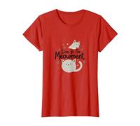 Live in The Meowment Jeu de Mots pour Amoureux des Chats T-Shirt, Femme, Rouge, XL