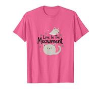 Live in The Meowment Jeu de Mots pour Amoureux des Chats T-Shirt, Homme, Rose Chiné, 3XL