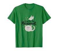 Live in The Meowment Jeu de Mots pour Amoureux des Chats T-Shirt, Homme, Vert Kelly, XXL