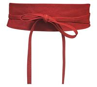 Live It Style It Ceinture pour femme large en dentelle avec ceinture en simili cuir sangler Tie taille unique Boho (Cuir Rouge)