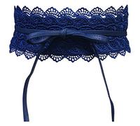 Live It Style It Ceinture pour femme large en dentelle avec ceinture en simili cuir sangler Tie taille unique Boho (Dentelle Bleu)