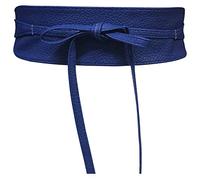 Live It Style It Ceinture pour femme large en dentelle avec ceinture en simili cuir sangler Tie taille unique Boho (Cuir Bleu)