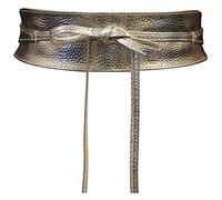 Live It Style It Ceinture pour femme large en dentelle avec ceinture en simili cuir sangler Tie taille unique Boho (Cuir Doré)