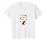 Live Laugh Bark: Amoureux des Chiens ludiques T-Shirt, Enfant, Blanc, 10 Ans