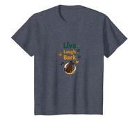 Live Laugh Bark: Amoureux des Chiens ludiques T-Shirt, Enfant, Bleu Chiné, 10 Ans