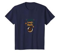 Live Laugh Bark: Amoureux des Chiens ludiques T-Shirt, Enfant, Bleu Marine, 10 Ans