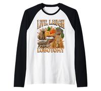 Live Laugh Lobotomy Funny Capybara Meme Bootleg Y2K Graphic Manche Raglan