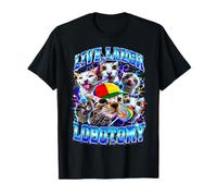 Live Laugh Lobotomy Meme Cats Ironic Bootleg T-Shirt
