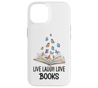 Live Laugh & Love Books Reading Butterfly Book Lover Bookish Coque pour iPhone 14