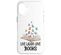 Live Laugh & Love Books Reading Butterfly Book Lover Bookish Coque pour iPhone 16 Plus