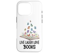 Live Laugh & Love Books Reading Butterfly Book Lover Bookish Coque pour iPhone 16 Pro