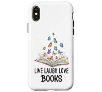 Live Laugh & Love Books Reading Butterfly Book Lover Bookish Coque pour iPhone X/XS