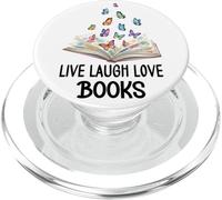Live Laugh & Love Books Reading Butterfly Book Lover Bookish PopSockets PopGrip pour MagSafe