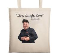 Live Laugh Love Kim Jong Un Sac fourre-tout en coton écologique Beige