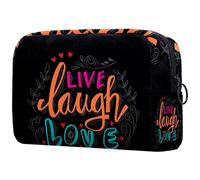 Live Laugh Love Trousse à cosmétiques pour femme, trousse de toilette de voyage, grande pochette de maquillage pratique avec fermeture éclair, multicolore, 18.5x7.5x13cm/7.3x3x5.1in, Trousse de